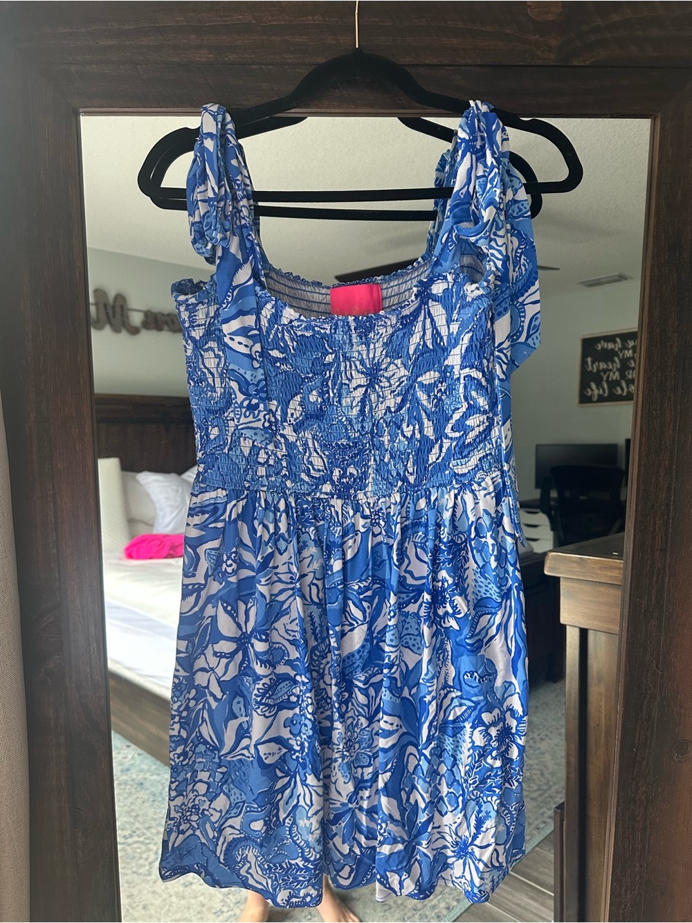 Lilly Pulitzer Blue & White Floral Smocked Tank Romper